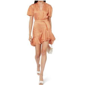 SANDRO Suzen Abricot Orange Ruffled Heart Belted Mini Dress Size EU 42 US 10 NWT